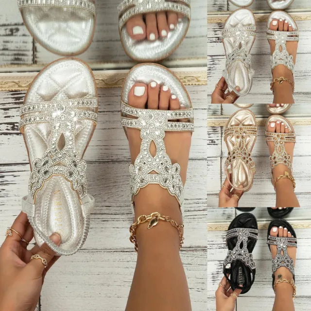 Women Sandals Comfort With Elastic Ankle Strap Casual Bohemian Beach Shoes Walk