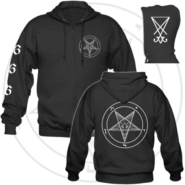 Heil Luzifer - Hooded Zipper/Kapuzenjacke III,Pentagram,Baphomet,Venom,666,Satan