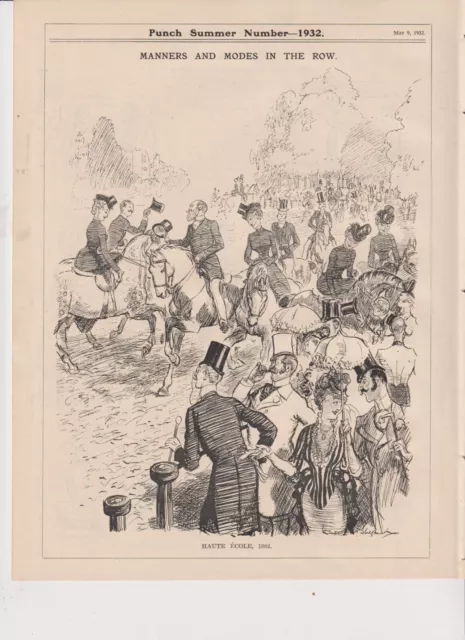1932 Two Punch Cartoons From Facing Pages - Horses Haute and Basse École