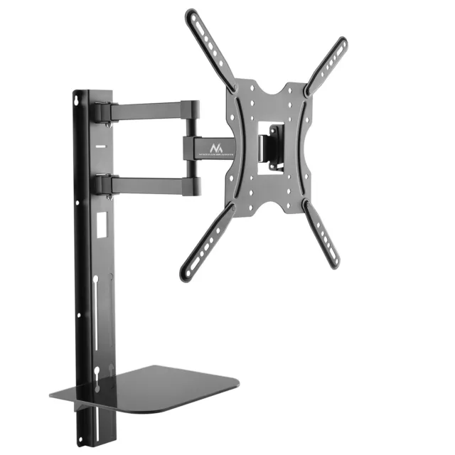 Soporte TV 32-55" con Estante Bandeja DVD Inclinable de Pared 30 kg VESA Negro