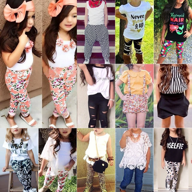 Toddler Baby Kids Girls Casual T-Shirt Tops + Pants Shorts Summer Outfit Clothes