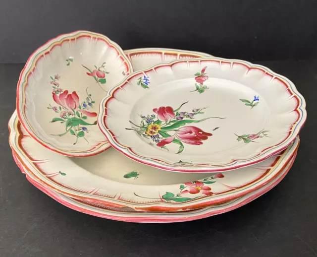 2 plats 1 ravier, 1 assiette, estampille china Luneville K&G, modèle réverbère, 