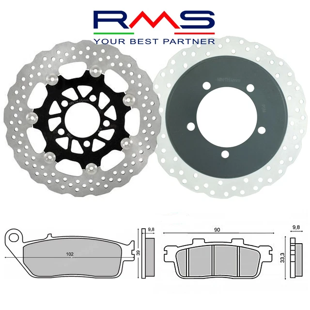 Set / Frein Kymco Downtown / 300 I ABS 2011/2016 Complet Disque Plaquettes RMS
