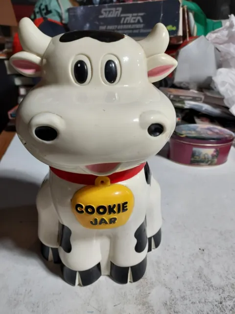 Mooing Cow Cookie Jar 10 Inch ~ 1992 Fun Damental Too Happy Cow Tested & Working