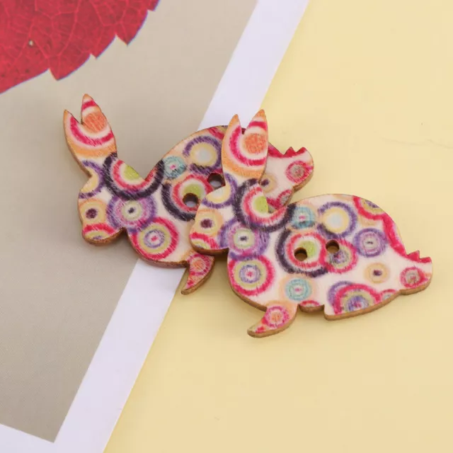 Colorful Wooden Easter Bunny Buttons for Sewing and Crafts