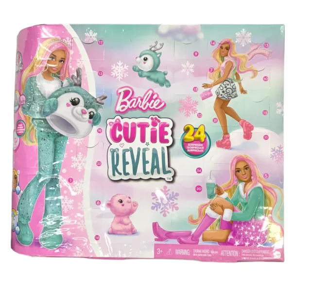 Barbie Christmas Holiday Cutie Reveal Doll Surprise Advent Calendar New 2023