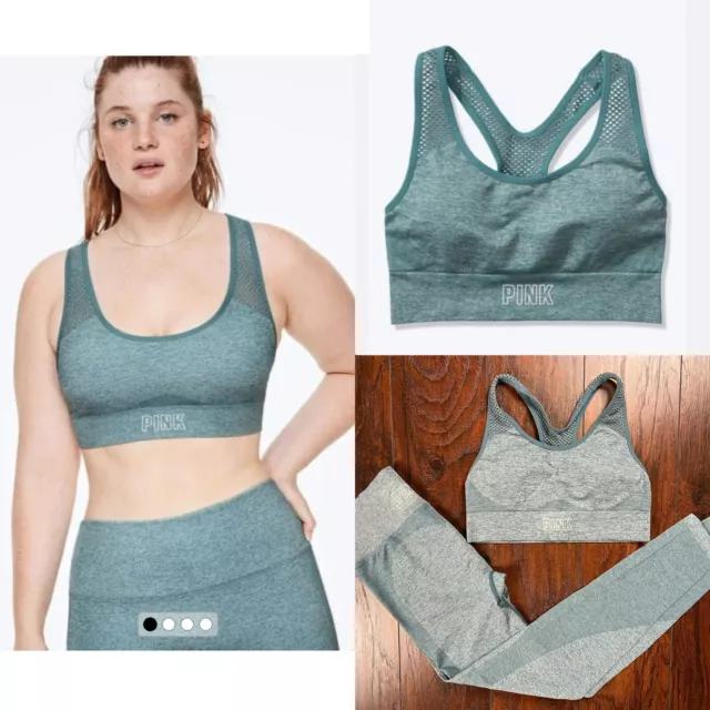 Victoria’s Secret PINK Seamless Lightly Lined Sports Bra & Leggings Set Teal - S