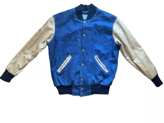 VTG Kaye Sportswear Horizon Authentic Jean Khaki Varsity Jacket sz Small