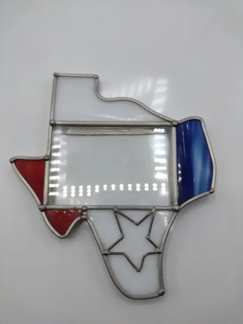 Stained Glass Photo Frame Business Card Holder Texas Map 5 x 5 inches