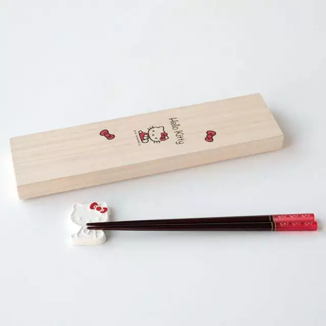 Juego de palillos y soporte para palillos Hello Kitty (rojo) Mino ware...