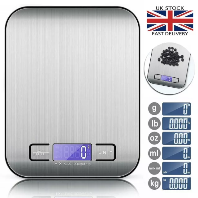 10kg Digital Kitchen Scales LCD Food Weight Postal Scale Electronic Balance UK