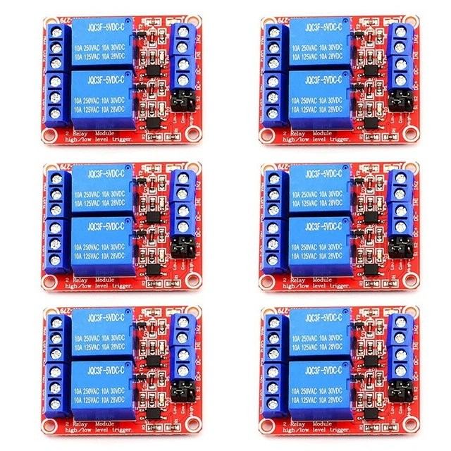 6PZ 5V Modulo Relè un 2 Canali Controllo Relè Trigger di Livello Alto e Bas V2Y2