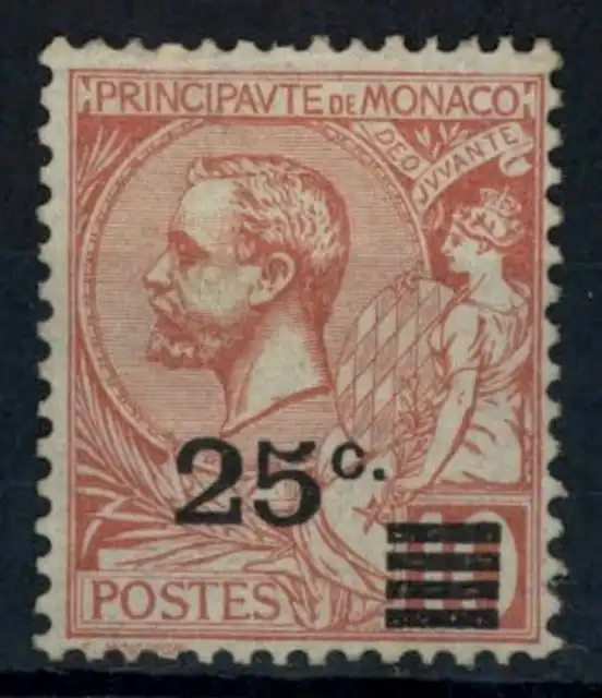Monaco 1922 SG#52, 25c On 10c Rose-Red MH #F5518
