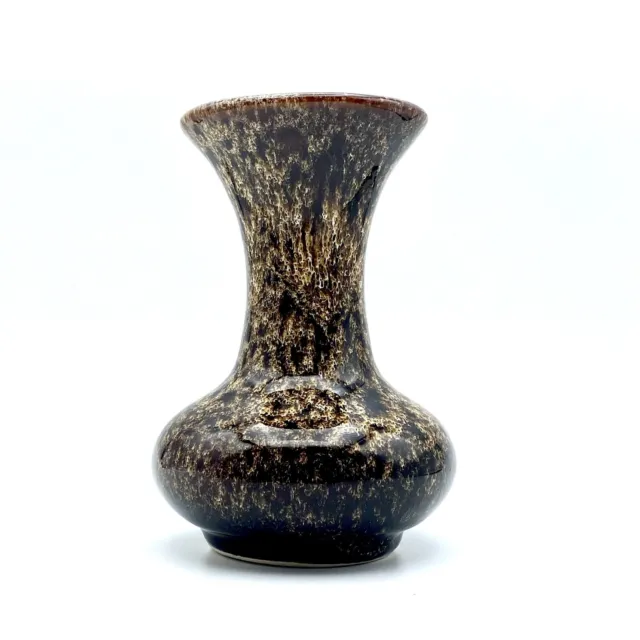 Vintage Mid-Century Fosters Pottery Vase Honeycomb Fat Lava Drip Glaze Style