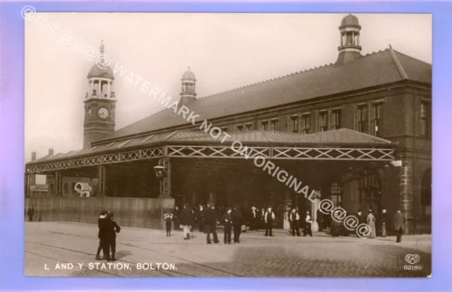 Super Early 1915 Railway Train Station Bolton Lancashire Rp Real Photo Postcard