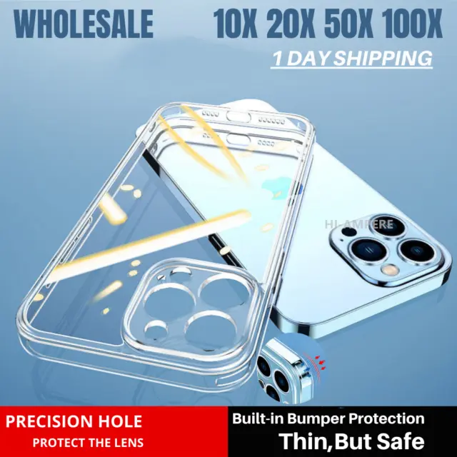 100X Wholesale Shockproof Clear Case Lot For iPhone 13 12 Mini ProMax Thin Cover