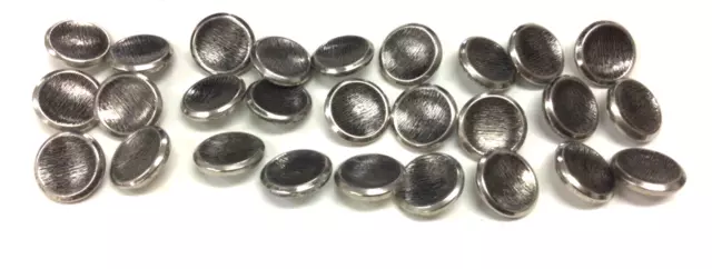 27 Vintage Antiqued Textured Silver Tone Shank Buttons 3/4" Jacket