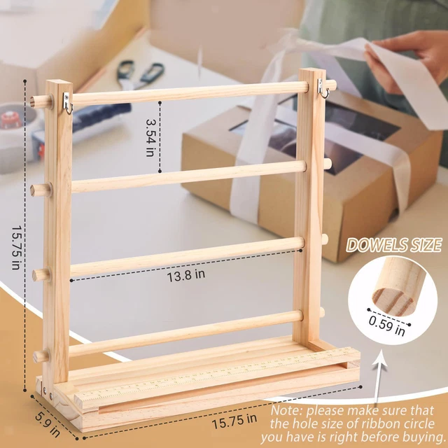 Support à Ruban En Bois 4 Niveaux - Organisateur Bobines Fils - Rangement Artisanat Couture