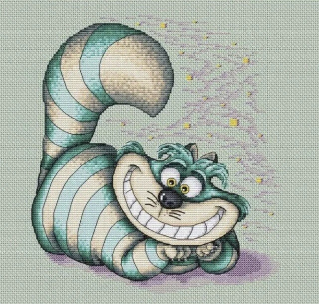 Alice im Wunderland Cheshire Katze We Are All Mad Here Count Kreuzstich Kit