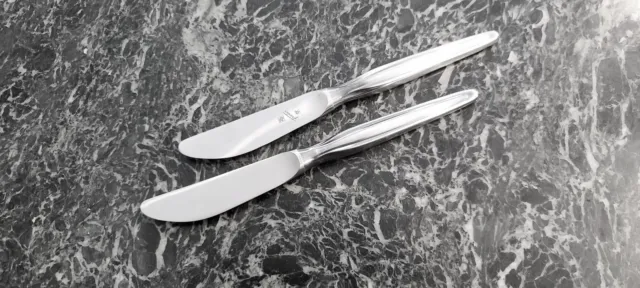 2 DESSERT KNIVES ZURICH PATTERN or ZUERIC BY WMF GERMANY SILVERPLATE EXCELLENT