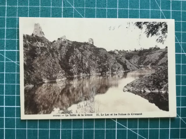 xf105 CPA circa 1920 vallée de la creuse - lac et ruines de Crozant