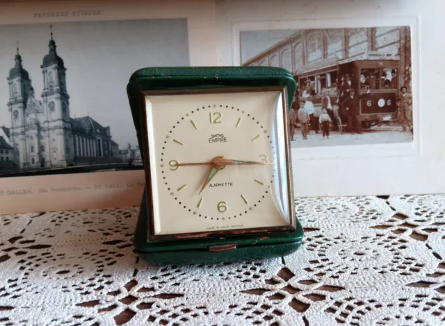 Vintage alarm clock, Smiths empire, travel clock, wind up, mechanical clock, GB