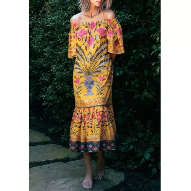 RHODE Midi Floral Jay Off-The-Shoulder Dress