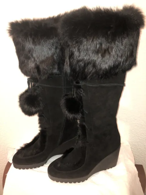 COACH Karita Rabbit Fur Boots Black 8 NEW Very rare hard to find