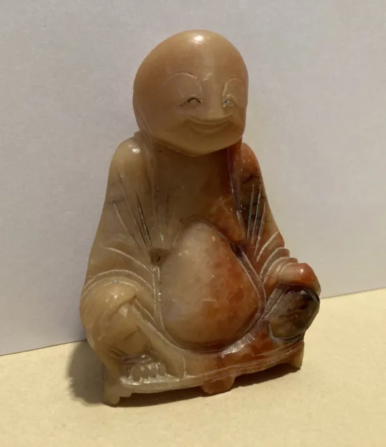 Antique Buddha Soapstone Carving Magnificent Russet Colors Rare Image Chinese 3