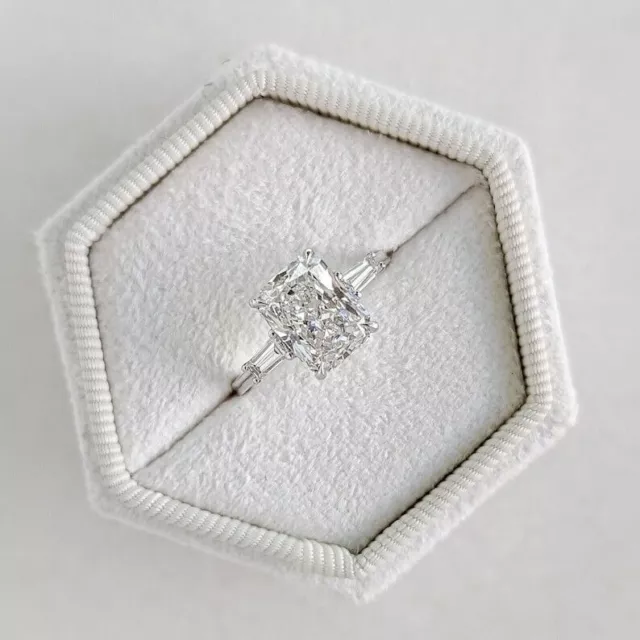 Bague en argent 925 avec diamant simulé taille rayonnante de 2,70 ct,...