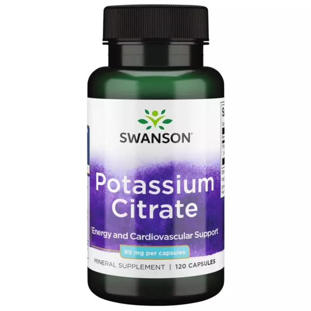 Swanson Potassium Citrate 99mg 120 Capsules, Energy Boost, Cardiovascular Health