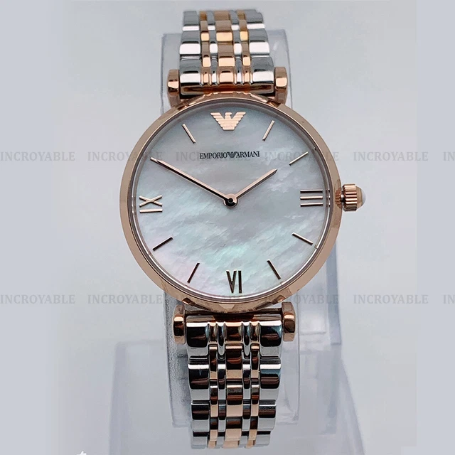 EMPORIO ARMANI AR1683 Deux Tons Acier Inoxydable Bracelet Mode Montre Femme EUR 132 00 PicClick FR