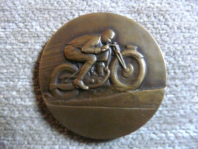 Médaille Bronze Moto – Sculpture F. Fraisse – Décoration Vintage