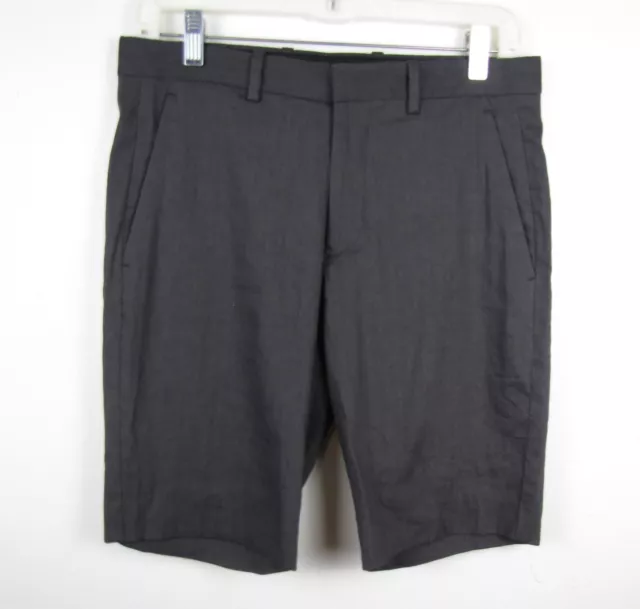 Theory NWT Men's Size 29W 9L Grey Linen Blend Flat Front Beckit Shorts