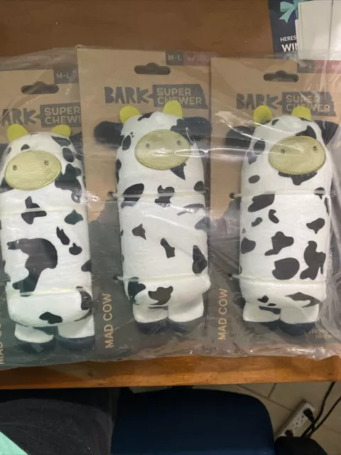 Bark Box Super Chewer Mad Cow Dog Toy  Size L (3 Pack)