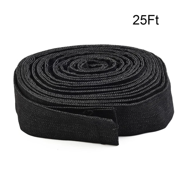 1 rotolo coperchio protettivo 7,5 m / 25 piedi nero copertura cavo avvolgimento tubo cotone