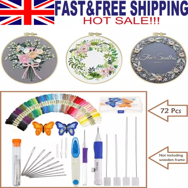 72Pcs Magic DIY Embroidery Pen Knitting Sewing Tool Kit Punch Needle Set DIY UK