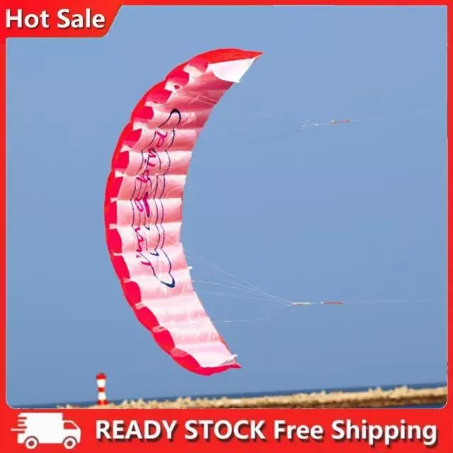 Dual Line Stunt Parafoil Parachute Rainbow Sports Beach Kite (Red)