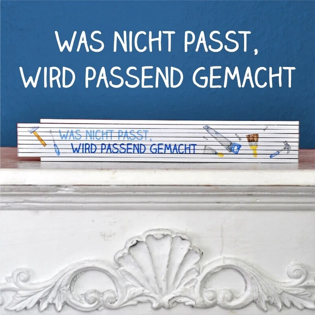 Zollstock 200cm Holz Mit Spruch - 'Was Nicht Passt Wird Passend Gemacht'