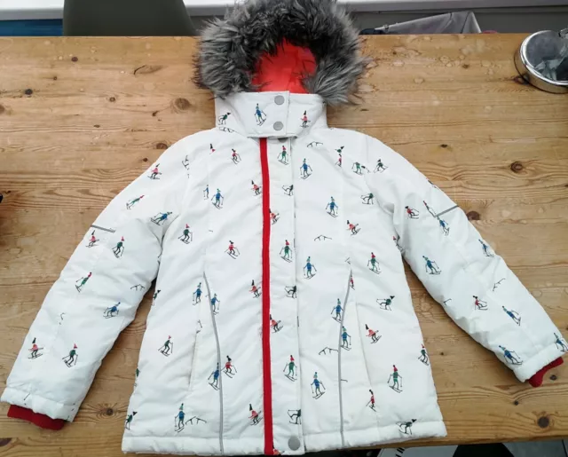 Next Girls Coat Age 12 Years White With Skiing On Good Condition Lovely And Warm