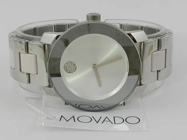 MOVADO Bold Pavé Dot Ceramic Bracelet Watch 3600702, NO BOX