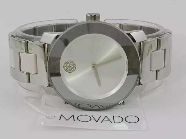MOVADO Bold Pavé Dot Ceramic Bracelet Watch 3600702, NO BOX