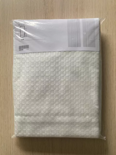 IKEA Ingelinn Long Geometric Textured White Sheer Curtains (1 Pair) 145 x 250 cm