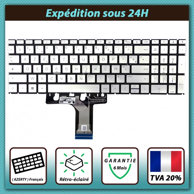 Clavier AZERTY Français Pour HP Pavilion Modèles 17-CD0011NF, 15NF, Etc. – Rétroéclairé – Neuf