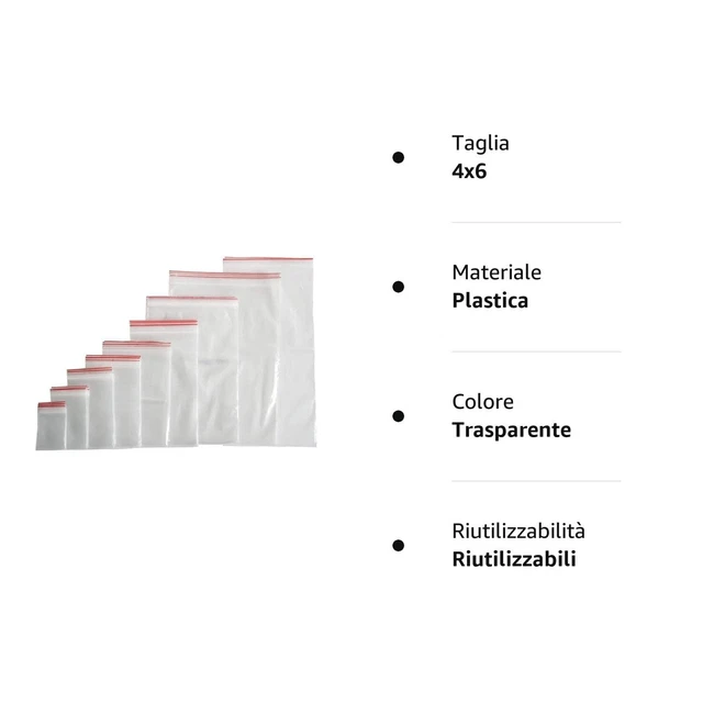 Buste Richiudibili Con Zip - 100 Pezzi Per Alimenti, Parti E Oggetti Piccoli - Foto 3