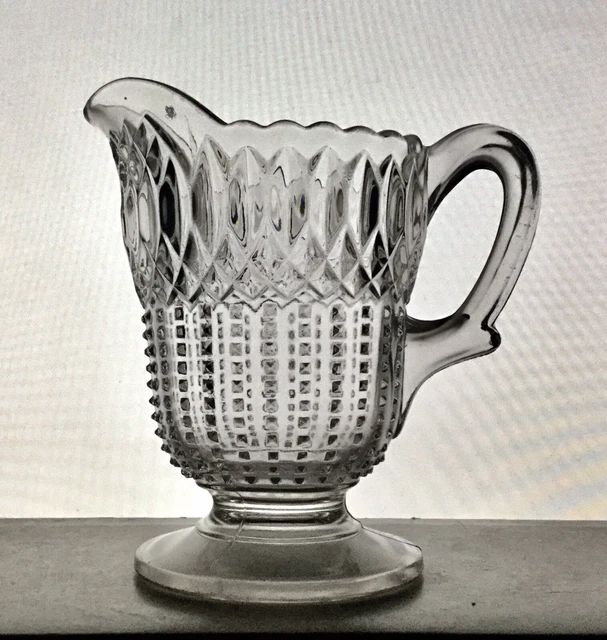 EAPG Antique U. S Glass No. 15028 Clear Creamer Cream Pitcher LOOP WITH DEWDROP