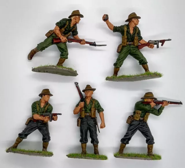 Airfix 1/32 Scale WWII 5x Australian Infantry Jungle Fighter Painted Grass AU003 2
