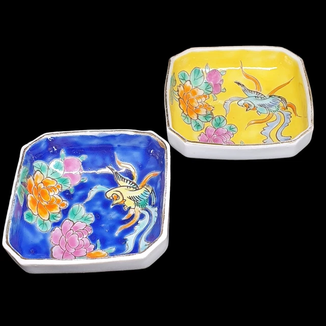 Antique Chinese Nyonya Peranakan Straits Small Dishes X 2 Chinoiserie 6cm Chintz