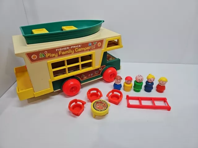 Vintage Fisher Price Family Camper Little People Play Set