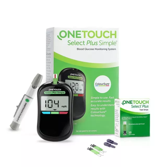 OneTouch Select Plus Simple Glucometer Machine Essais Sang Sucre Niveaux Lot 1